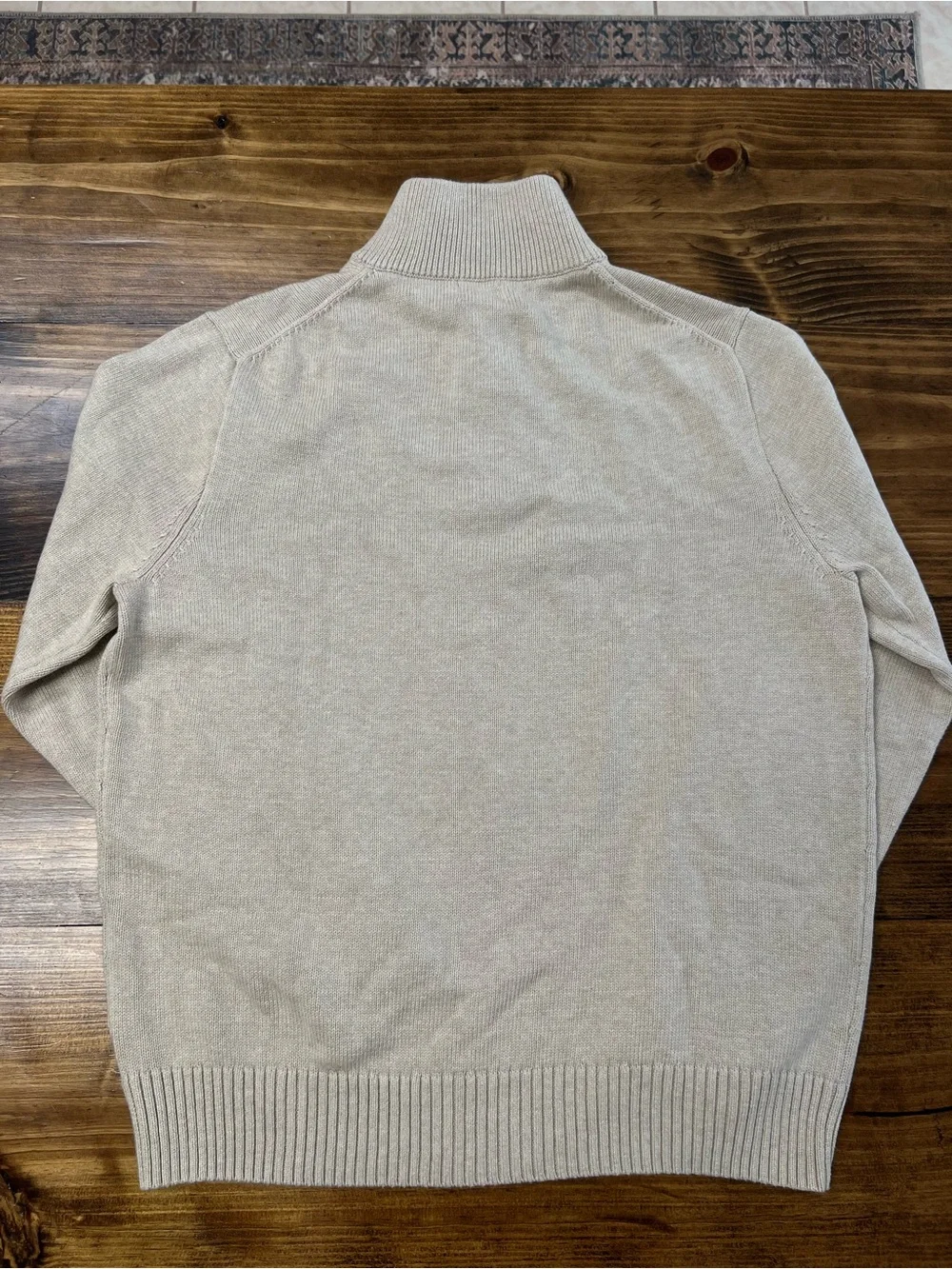 J. Crew Men’s Heritage cotton quarter-zip sweater in Heather Sand Size Large NWT